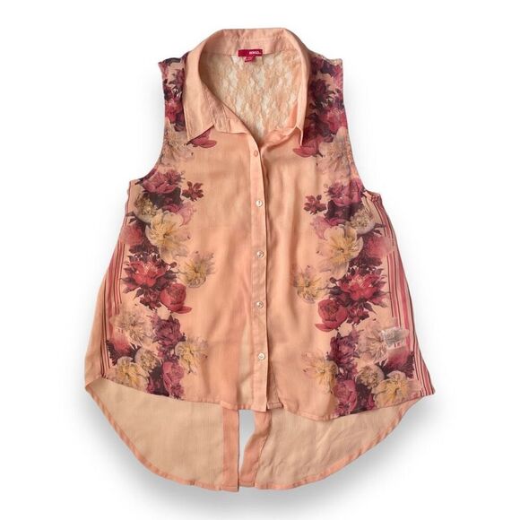 Bongo Vintage Floral Semi-Sheer Top Sz XL - Picture 2 of 12